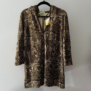 Jucy Couture NWT vintage brown paisley velour pullover hoodie coverup size L